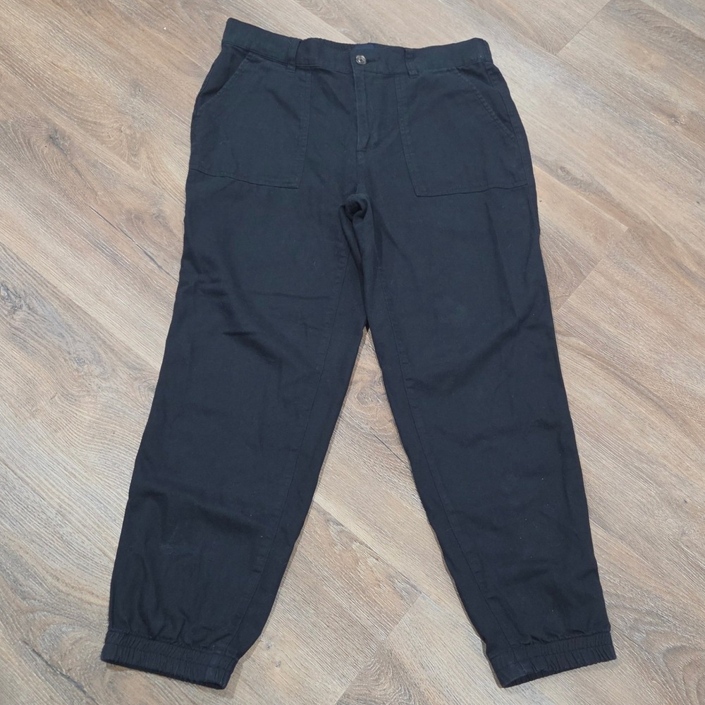 Gap Women Black Utility Jogger Pants Elastic Waist Patch Pockets Size M